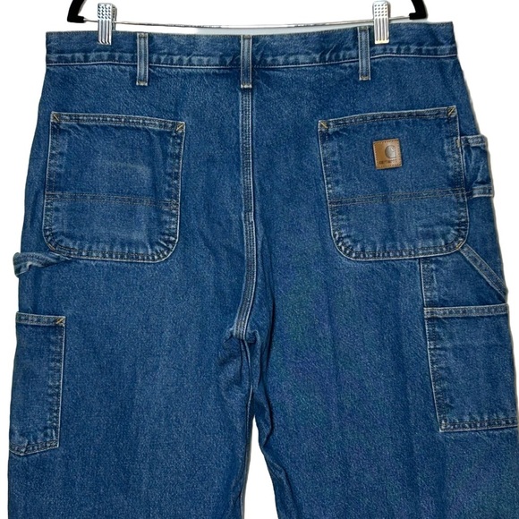 Carhartt Washed-Denim Work Dungaree/Flannel-Lined Jeans, Size 38 X 34. - Picture 6 of 13